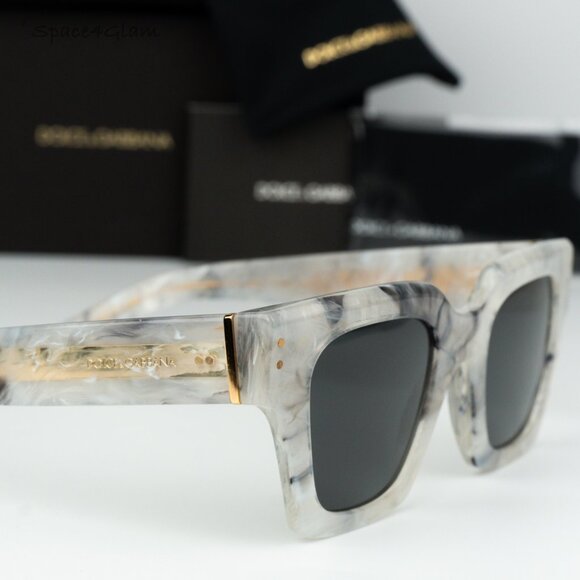 BRAND NEW D&G DG4413 342887 Grey Marble Grey Square Unisex Sunglasses - Picture 1 of 10